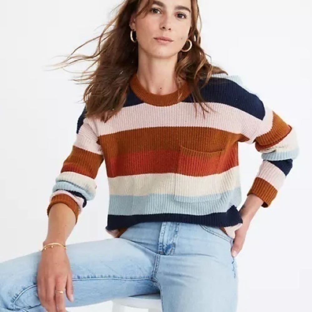 Madewell Oversized Striped Pullover Knit Sweater XXS